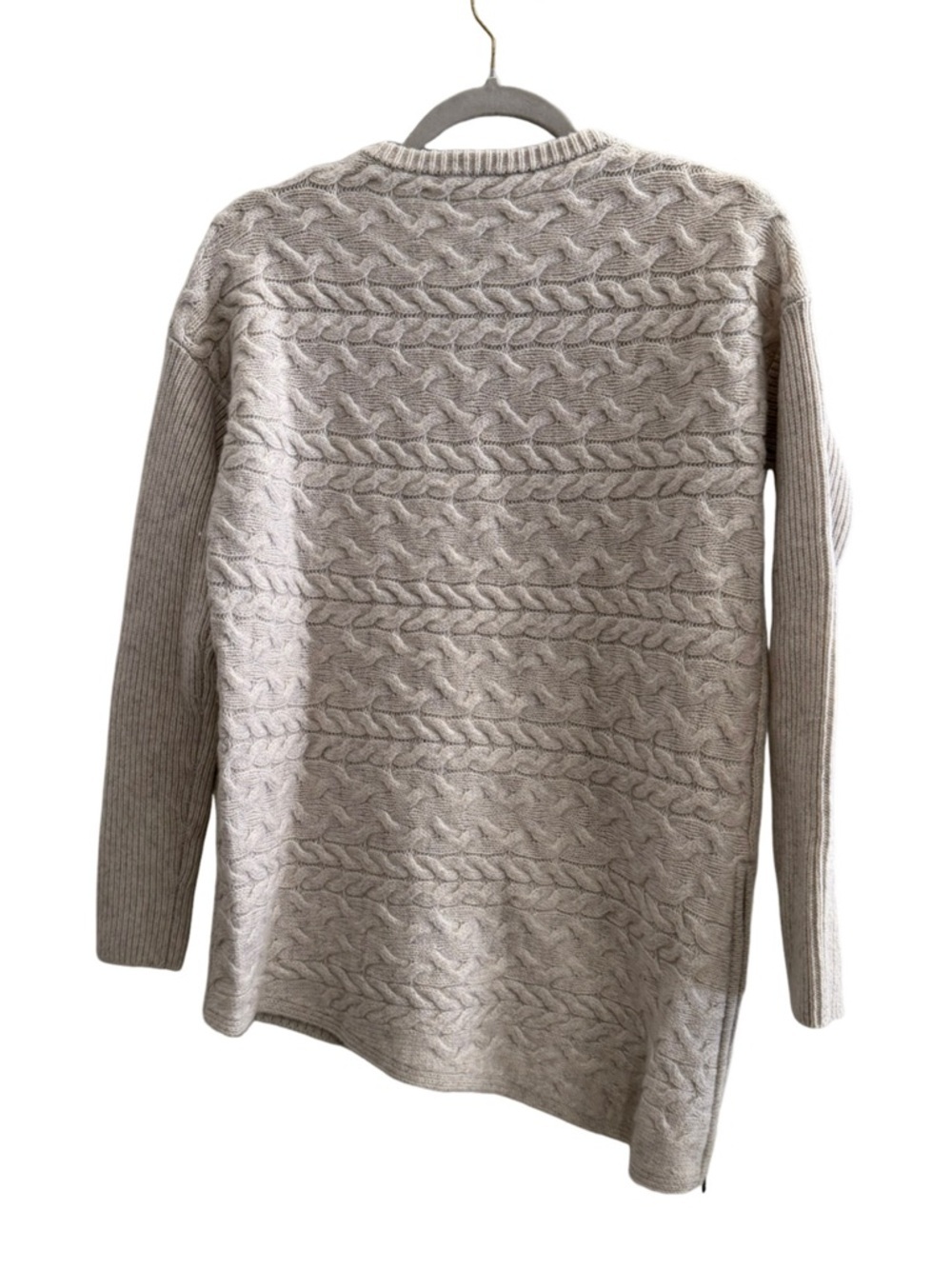 ATHLETA Asymmetrical Cable Knit Wool Cashmere Sweater Size XS Beige - Picture 4 of 10